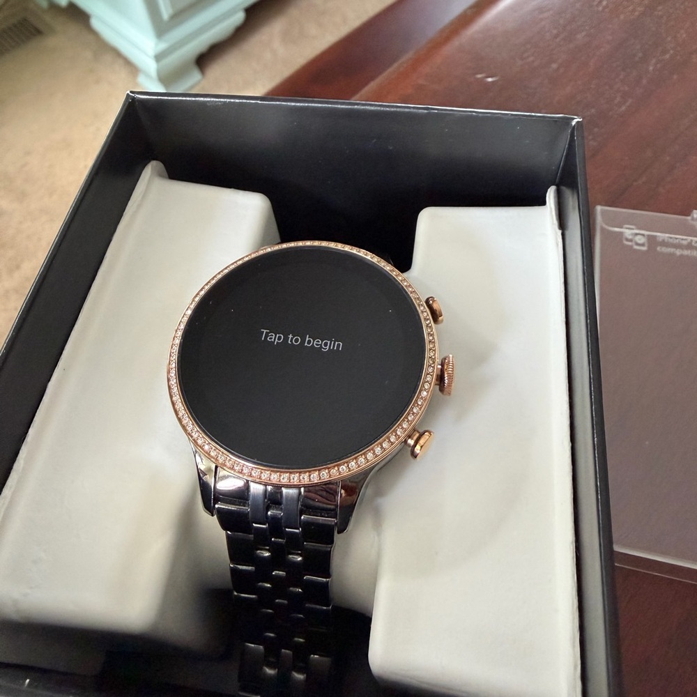 Fossil Gen 6 Smartwatch with Rose Gold Bezel and Gray Metal Band - Picture 2 of 8